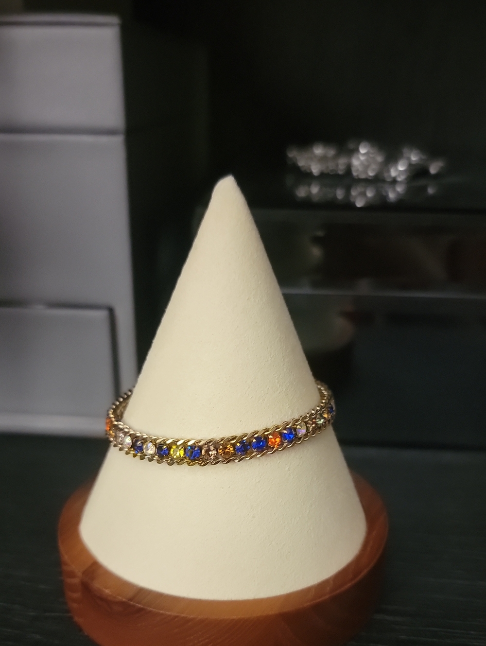Gold Multicolor Crystal Tennis Bracelet - Women's Jewelry